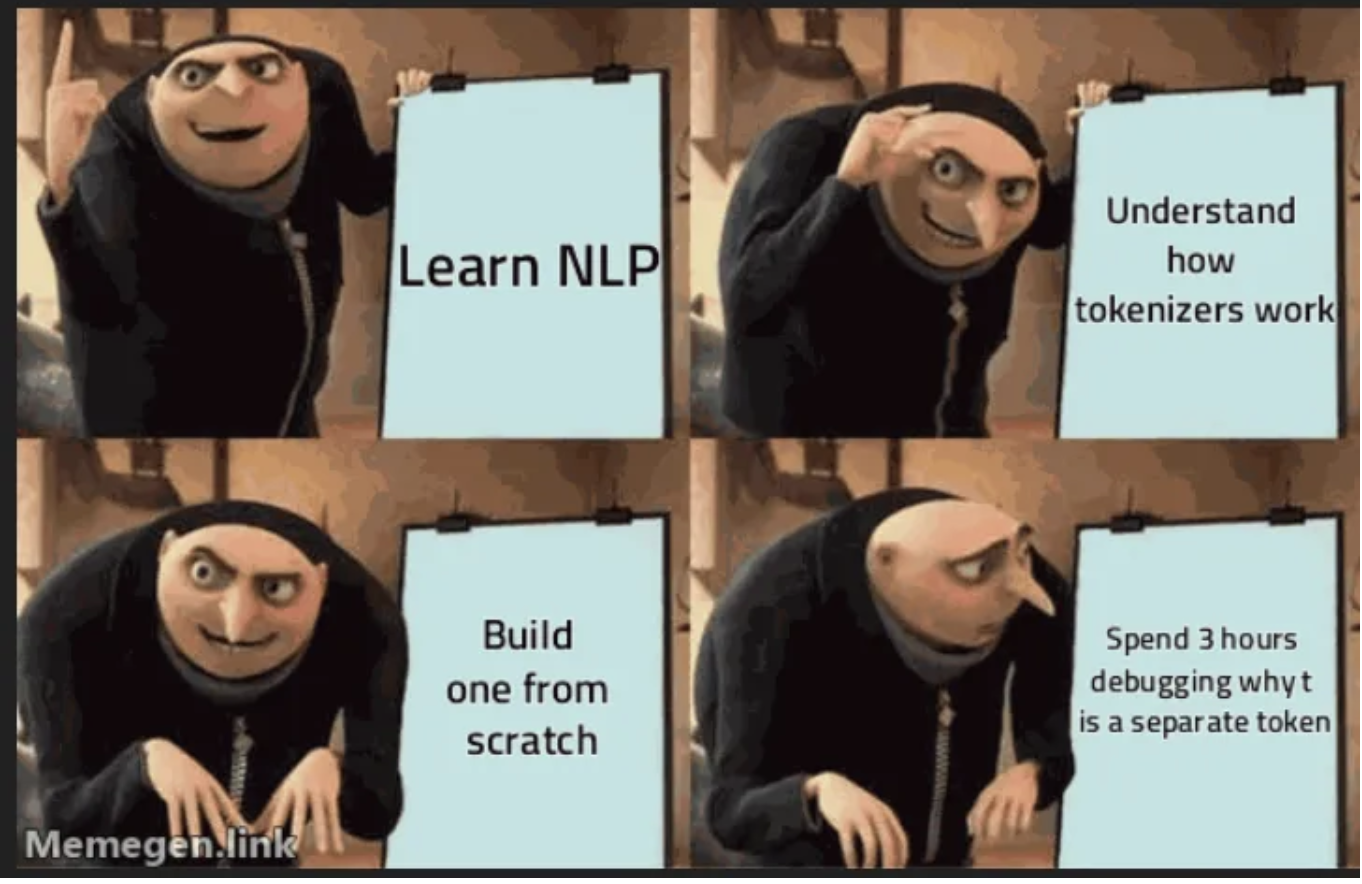 Meme about building a tokenizer from scratch